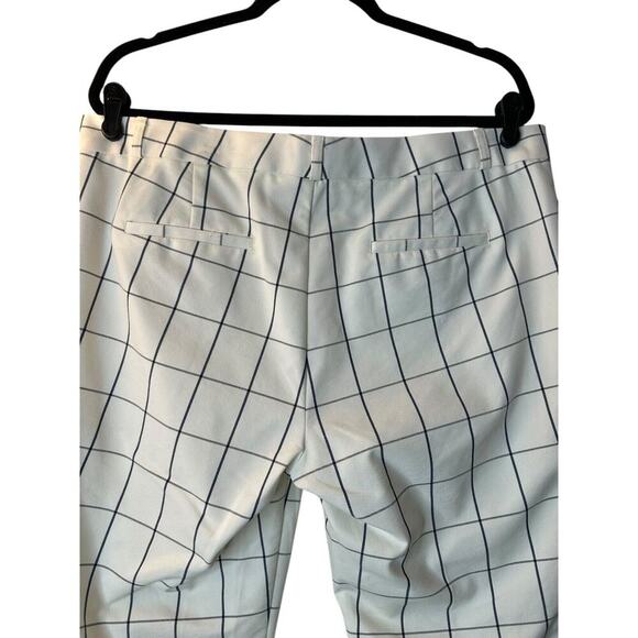 Banana Republic Ryan Pants Size 14L White Black Checkered Mid Rise Straight Leg - Picture 5 of 13